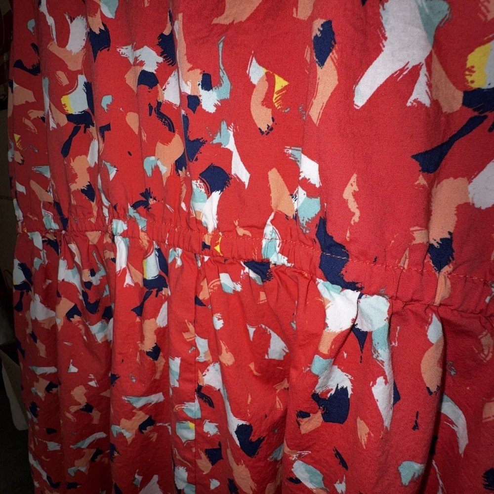 J Jason Wu Pink Colorful Boho Cotton Lined Button Down Pockets Midi Dress Sz 2X - Picture 5 of 10